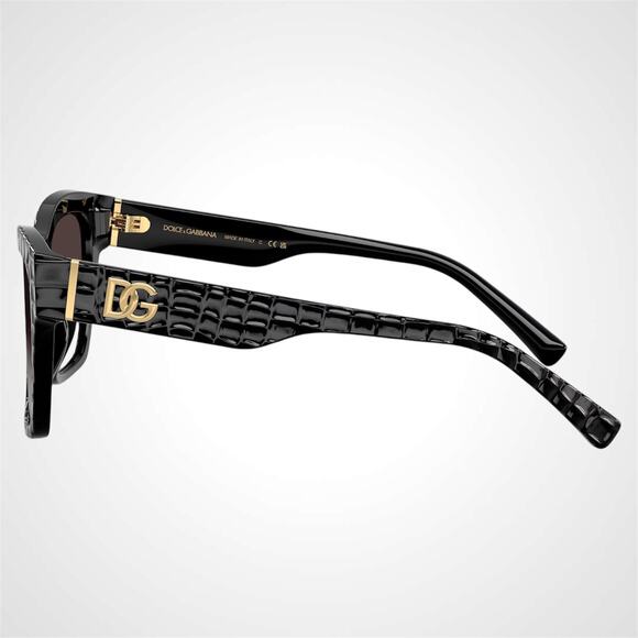 Dolce & Gabbana Sunglasses Black Embossed Cocco Square Acetate Gold DG - Picture 3 of 6